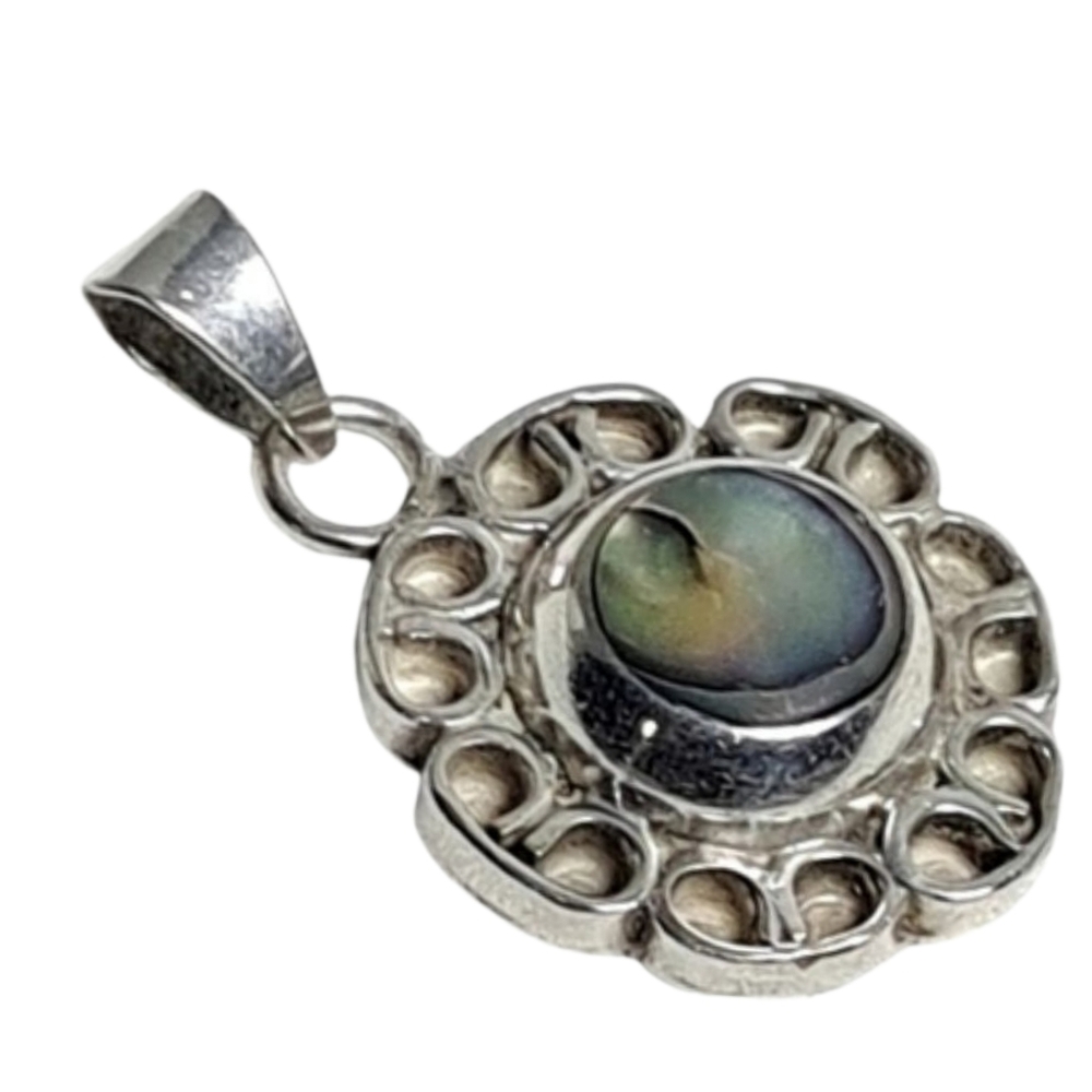 Elegant Sterling Silver Pendant with Abalone Stone